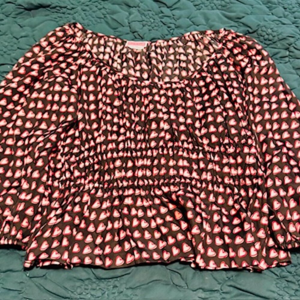 Kate Spade Black and Red Heart Top